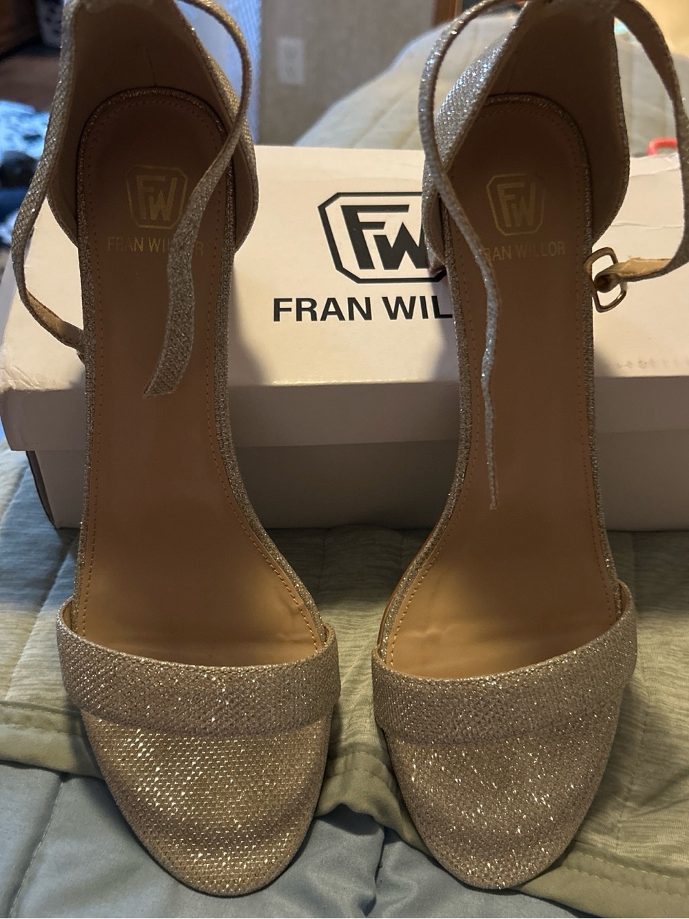 Willow Sparkle Gold Open-Toe Ankle-Strap Heels